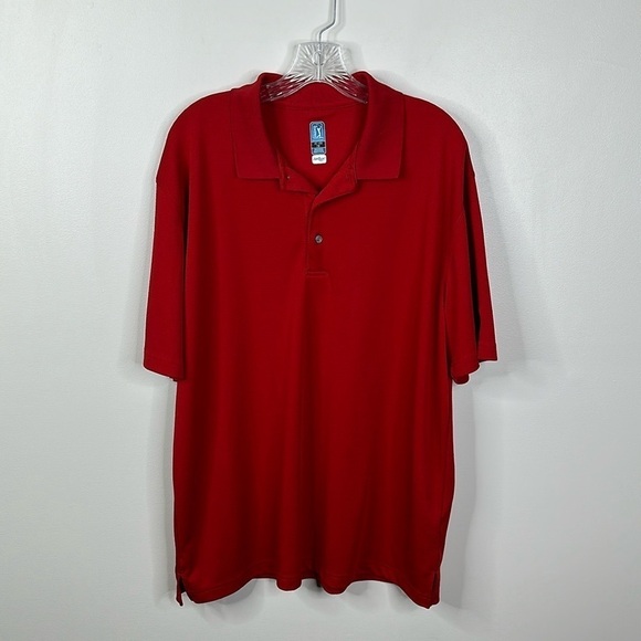 PGA Tour Solid Red Golf Polo Shirt Men's Size Extra Large - Picture 1 of 5